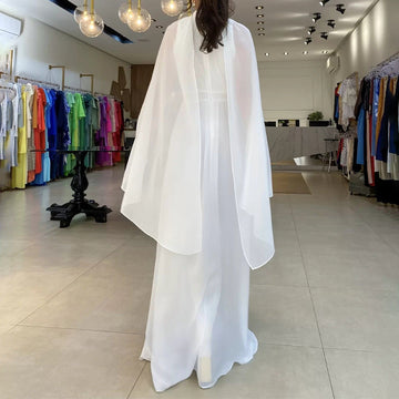 2024 Summer Neck Chiffon Dress Light Luxury Sexy Shawl Dress